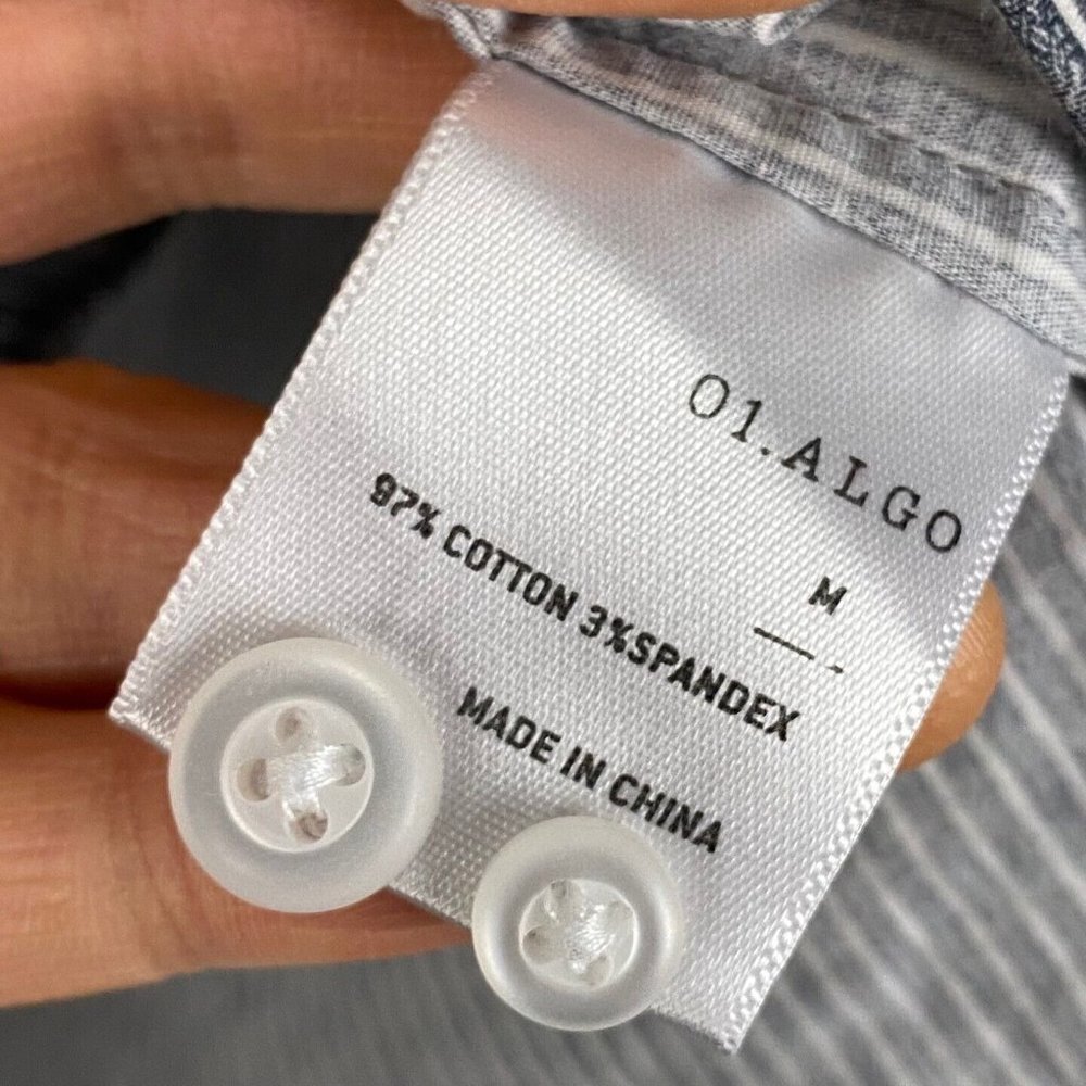 01.Algo Mens Medium Regular Fit Button Up Shirt G… - image 5